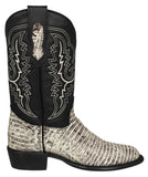 Mens Natural Cowboy Boots Lizard Print Leather - Round Toe