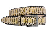 Natural Western Cowboy Belt Snake Print Leather - Silver Buckle