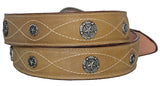 Sand #490 Western Belt Embroidered Leather - Removable Buckle