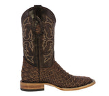 Mens #445 Brown Western Boots Snake Print Leather - Square Toe