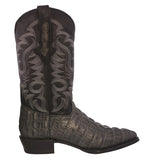 Mens #130 Gray Alligator Tail Print Leather Cowboy Boots - J Toe