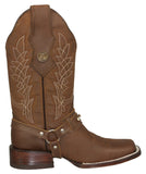 Womens Ida Light Brown Western Boots Leather Removable Straps - Square Toe
