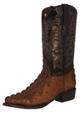 Mens #150 Brown Crocodile & Ostrich Print Leather Cowboy Boots - J Toe