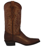 Mens Brown Ostrich Leg Foot Print Leather Cowboy Boots J Toe
