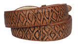 Cognac Western Cowboy Belt Anteater Print Leather - Rodeo Buckle