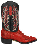 Mens Red Crocodile & Ostrich Print Leather Cowboy Boots - J Toe