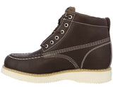 Mens Brown Work Boots Leather Slip Resistant Lace Up Soft Toe - #650RA