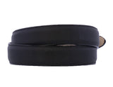 Black Western Cowboy Belt Solid Leather - Silver Buckle