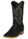 Mens #110N Black Cowboy Boots Crocodile Back Print - Square Toe