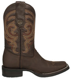 Mens #305 Brown Western Boots Leather Rubber Soles - Square Toe