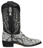 Mens Natural Cowboy Boots Snake Print Leather - J Toe