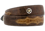Brown Western Cowboy Leather Belt Ranger Concho Cinto - Silver Buckle