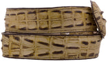 Rustic Tan Western Belt Crocodile Tail Print Leather - Rodeo Buckle