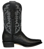Mens Black Cowboy Boots Snake Print Leather - J Toe
