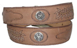 Light Brown #165 Western Belt Embroidered Leather - Removable Buckle