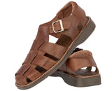 Men's Brown Genuine Slip On Leather Mexican Huaraches Sandals - #340
