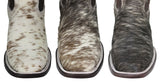 Mens Brown Cowboy Boots Real Cow Hair Leather - Square Toe