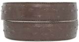 Light Brown Western Cowboy Belt Ostrich Quill Print Leather - Rodeo Buckle