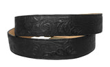 Black #475 Western Cowboy Belt Tooled Leather - Removable Buckle