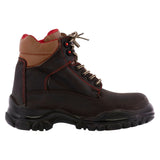 Mens ST10 Dark Brown Leather Work Boots Slip Resistant Steel Toe