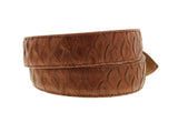 Cognac Western Cowboy Belt Anteater Print Leather - Silver Buckle