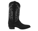 Mens Black Ostrich Leg Foot Print Leather Cowboy Boots J Toe