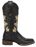 Womens Annie Black Western Boots Leather - Square Toe