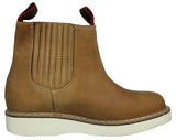 Mens #100RA Light Brown Work Boots Leather Elastic Gusset  - Soft Toe