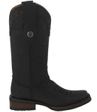 Womens Cassidy Black Western Boots Leather Rubber Sole - Square Toe