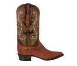 Mens Cognac Real Lizard Skin Leather Cowboy Boots - J Toe