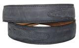 Black Gray #225 Western Belt Solid Leather - Removable Buckle