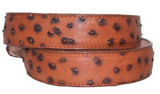 Cognac #AVE Western Belt Ostrich Print Leather - Removable Buckle