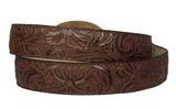 Mens #475F Brown Western Belt Leather Floral - Removable Buckle