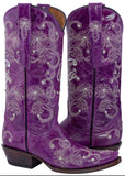 Womens "I Do' Purple Wedding Boots Leather - Snip Toe