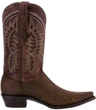 Mens #175 Cognac Cowboy Boots Teju Lizard Print - Snip Toe