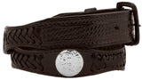 Brown Concho Western Leather Cowboy Belt - Removable Buckle