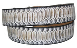 Natural Western Cowboy Belt Snake Print Leather - Rodeo Buckle