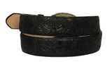 Mens #475F Black Western Belt Leather Floral - Removable Buckle