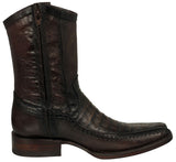 Mens Brown Cowboy Boots Crocodile Print Leather Zipper - Square Toe