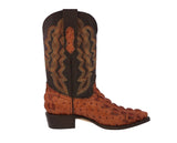 Mens #150 Cognac Cowboy Boots Crocodile & Ostrich Print - J Toe