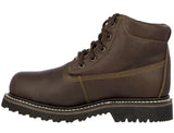 Mens Brown Work Boots Leather Slip Resistant Lace Up Soft Toe - #600TR