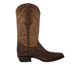 Mens Brown Snake Python Print Leather Cowboy Boots J Toe