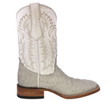 Mens #140N Off White Cowboy Boots Crocodile Hornback Print - Square Toe