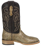 Mens #175N Sand Cowboy Boots Teju Lizard Print - Square Toe