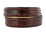 Black Cherry Western Belt Crocodile Tail Print Leather - Silver Buckle