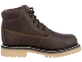 Mens Brown Work Boots Leather Slip Resistant Lace Up Soft Toe - #600TR2