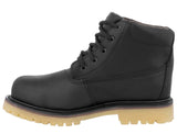 Mens Black Work Boots Leather Slip Resistant Lace Up Soft Toe - #600TR2