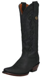 Womens Jane Black Tall Western Boots Leather Removable Strap - Snip Toe