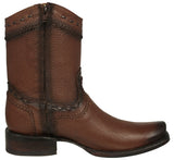 Mens Dean Brown Western Boots Leather Zipper - Square Toe