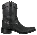 Mens Black Cowboy Boots Stingray Diamond Print - Square Toe